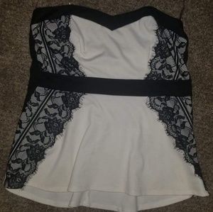 maurices white and black lace strapless shirt